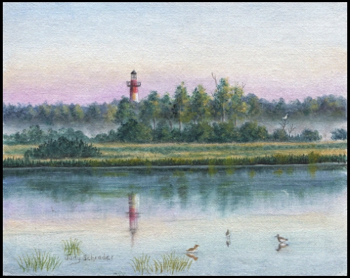 Original Miniature Painting of Assateague by Judy Schrader