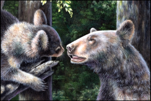 Original Miniature Painting of Black Bears by Judy Schrader